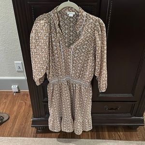 Shoshanna dress in brown/beige color eyelet fabric